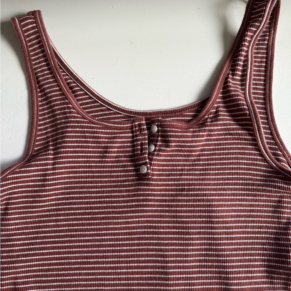 American Eagle Outfitters Burgundy Striped Tank Top